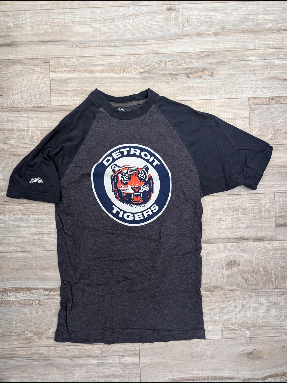Detroit Tigers Men's Raglan Tee - Navy/Charcoal / Stitches